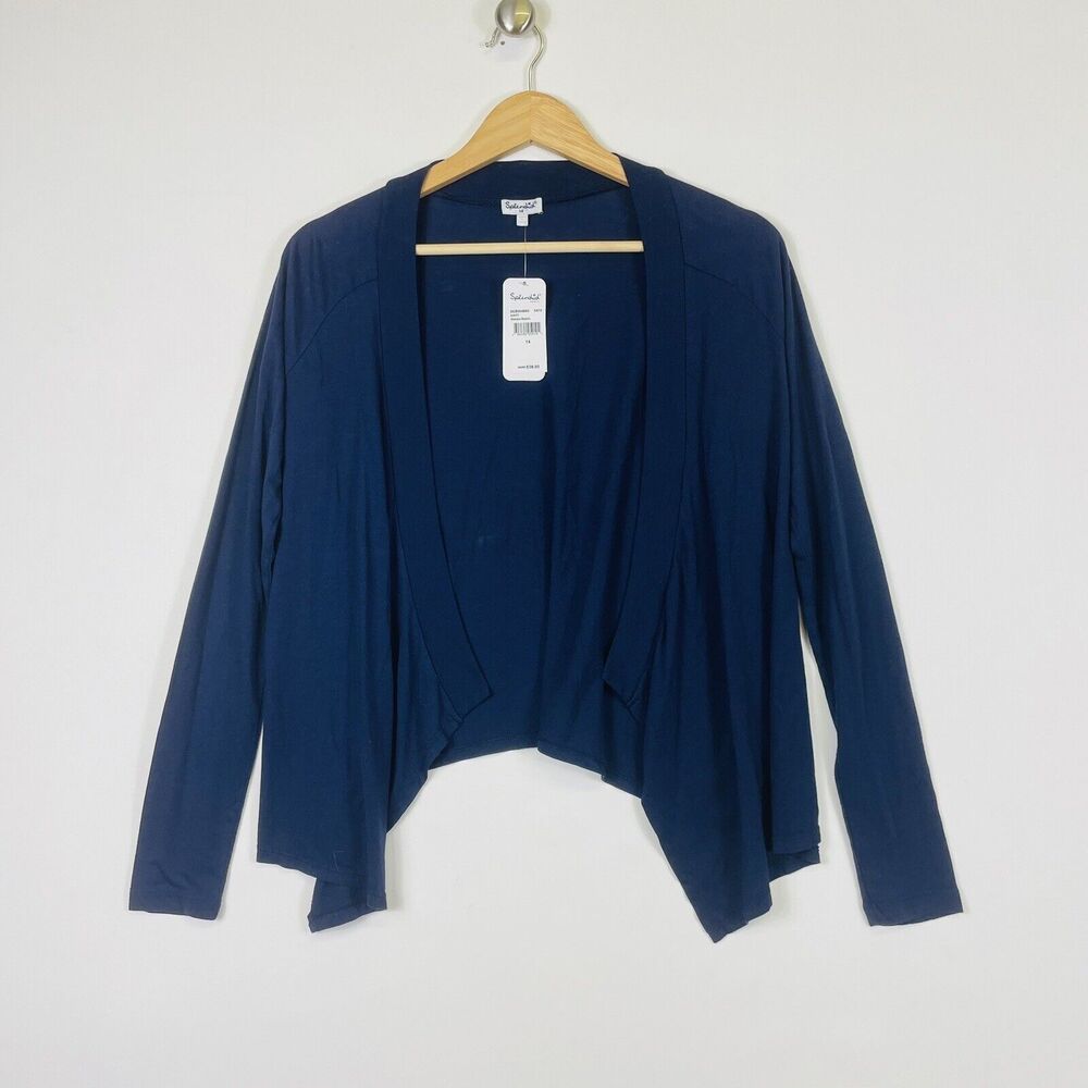NEW Splendid Sweater Girls Youth 14  Navy Blue Jersey‎ Knit Lightweight Cardigan